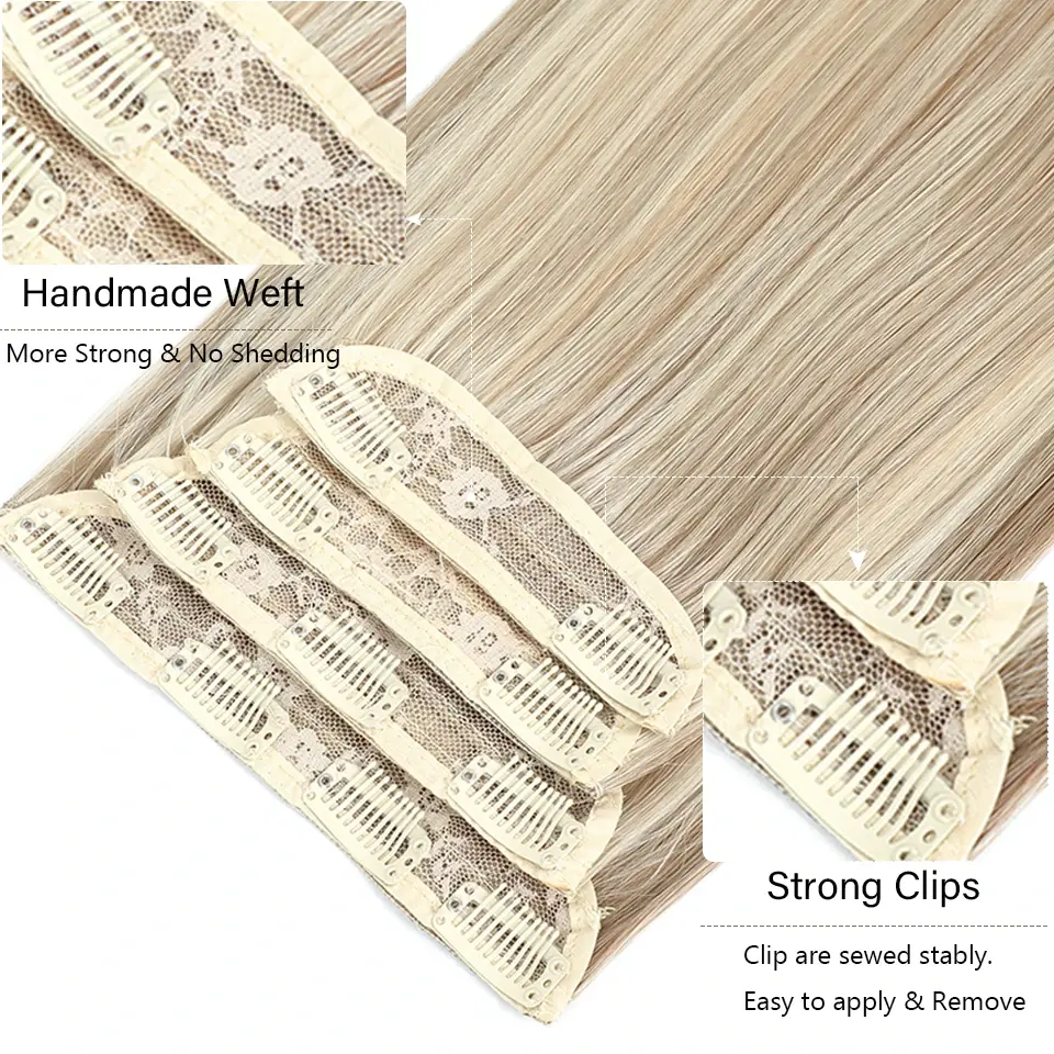 24 Inches 200grams Blond 27/613 Clips In Straight Hair Extensions 4Pcs/lot Heat Resistant Soft Natural Bio Human-Like Colored