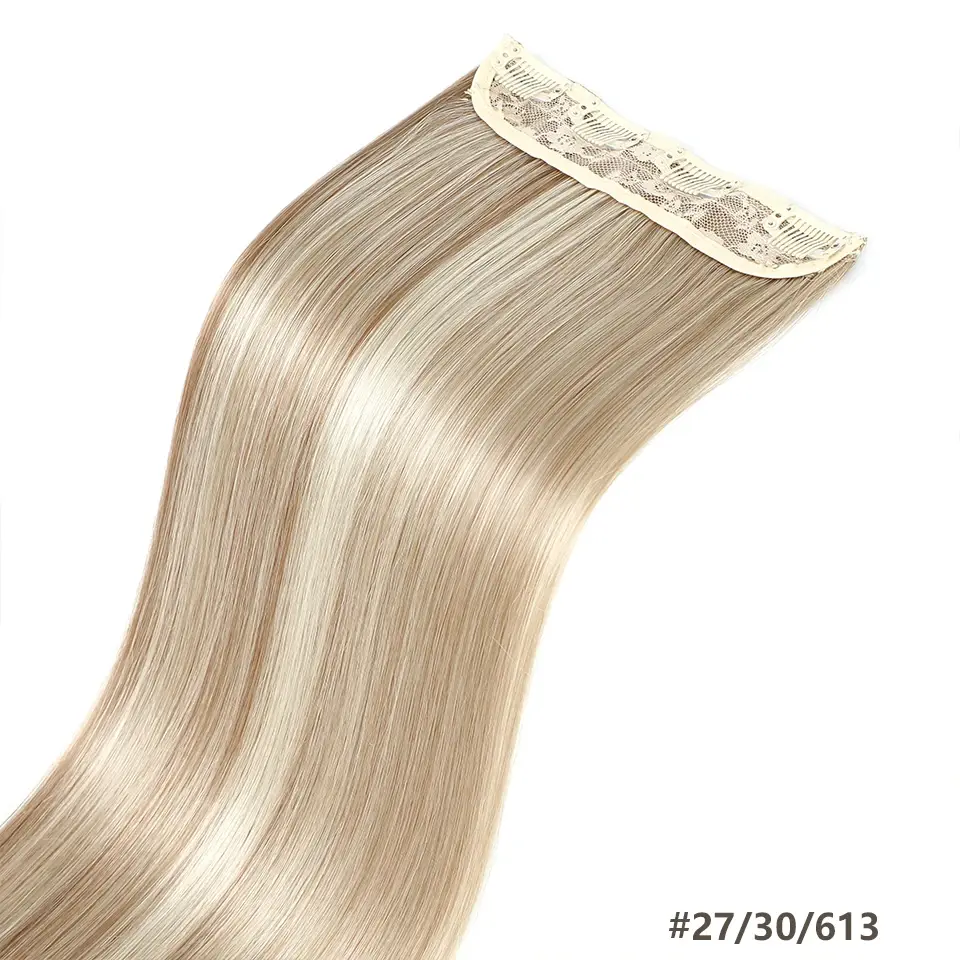 24 Inches 200grams Blond 27/613 Clips In Straight Hair Extensions 4Pcs/lot Heat Resistant Soft Natural Bio Human-Like Colored