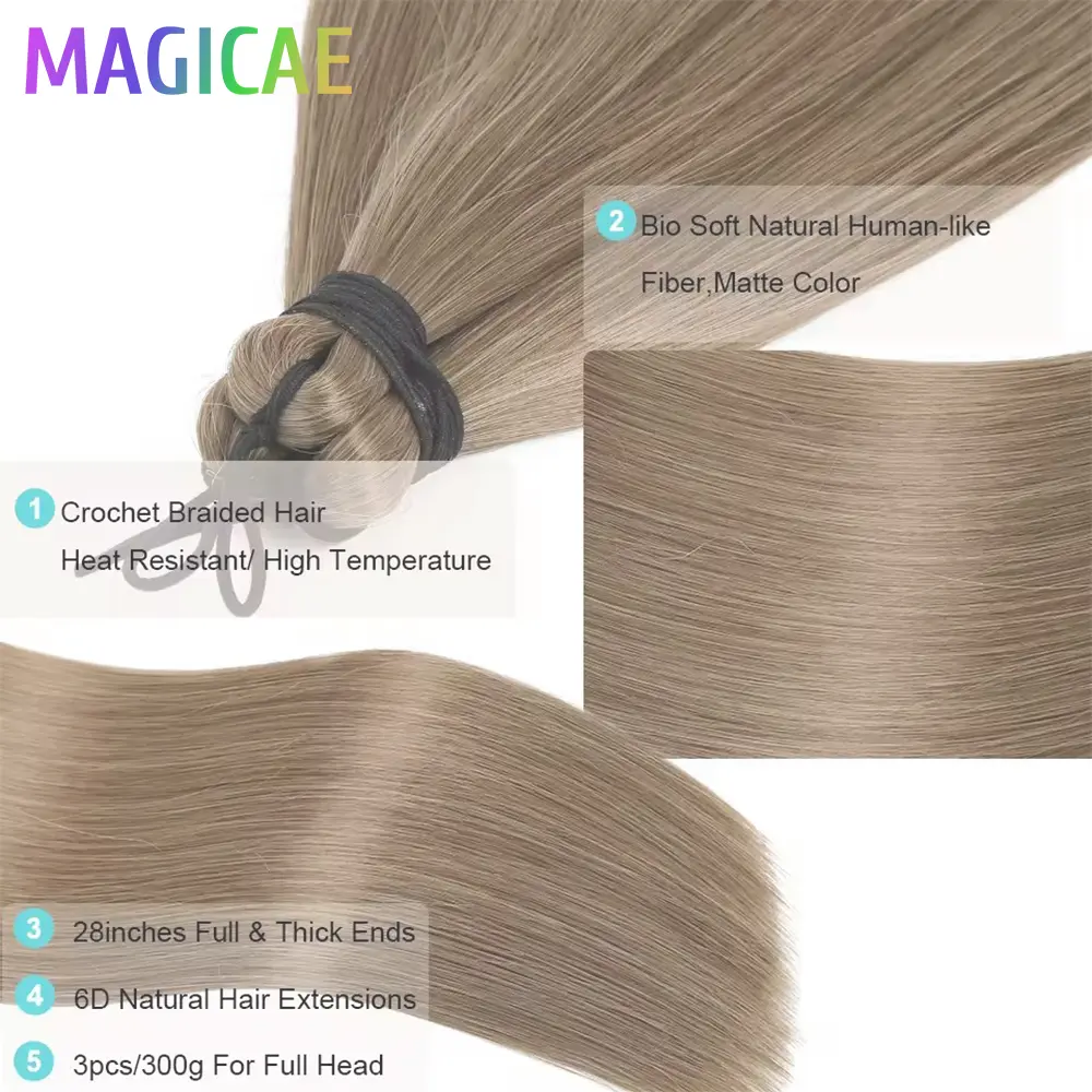 300 Grams 28Inch 3Pcs Crochet Twist Braids Ariel Straight Chestnut Brown M816# Blond 27/613 Braiding High Temperature Synthetic