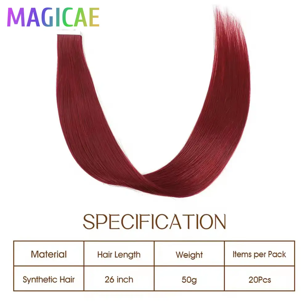 26Inches 20Pcs Orange Brown Tape In Straight Hair Extensions Ombre Blond SP12/16/613 High Temperature Synthetic Hair 50grams/Lot