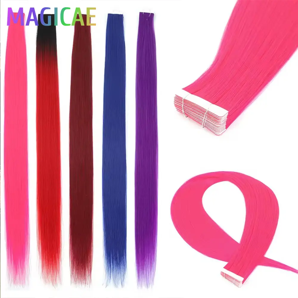26Inches 20Pcs Orange Brown Tape In Straight Hair Extensions Ombre Blond SP12/16/613 High Temperature Synthetic Hair 50grams/Lot