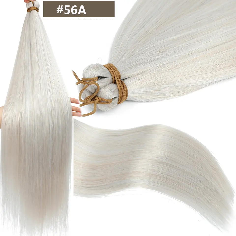 28Inches Colored Silver 3Pcs Twist Crochet Braiding Hair Extension High Temperature 300g Straight Bundle Synthetic PonyTail Hair