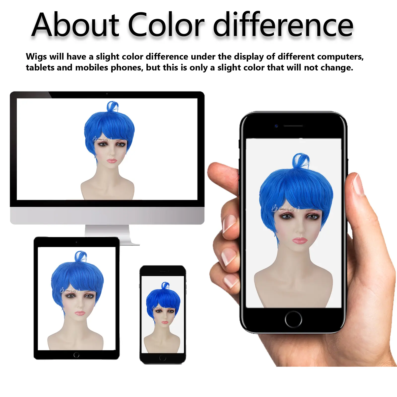 Synthetic Sleek Pixie Cut Wig for Women Girls Short Straight Vibrant Wig Anime Cosplay Wig(Joy wig, Sadness Wig, Disgust Wig)