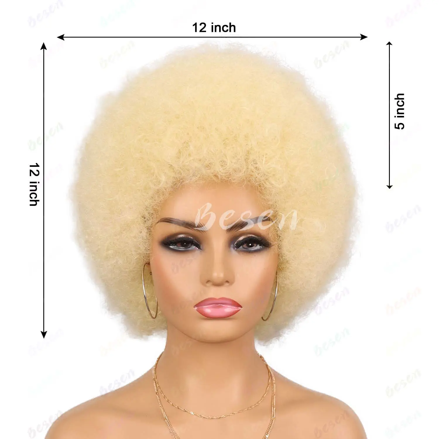 Synthetic 70s Afro Wigs for Black Women, Blonde Afro Puff Wigs Bouncy and Soft for Daily Party Cosplay Costume,Multi-colored Wig