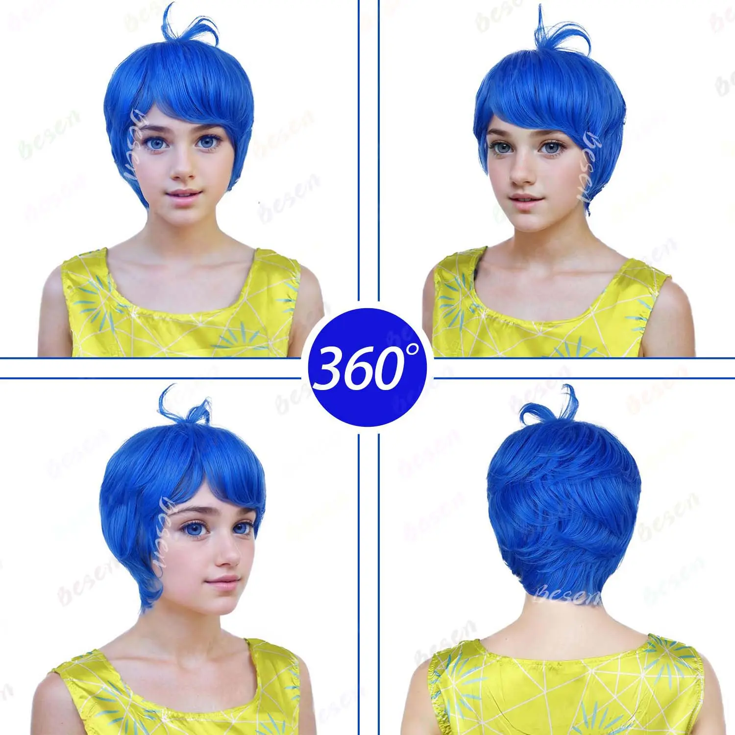 Synthetic Short Layered Blue Wig for Women’s Costume Joy Wig Pixie Cut Wig Heat Resistant Anime Wig for Cosplay Halloween Party