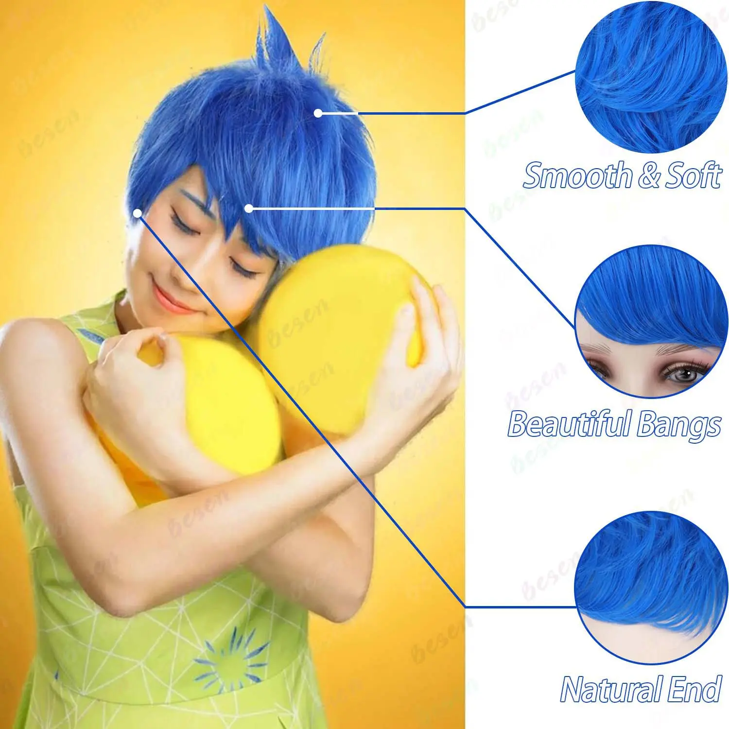 Synthetic Short Layered Blue Wig for Women’s Costume Joy Wig Pixie Cut Wig Heat Resistant Anime Wig for Cosplay Halloween Party