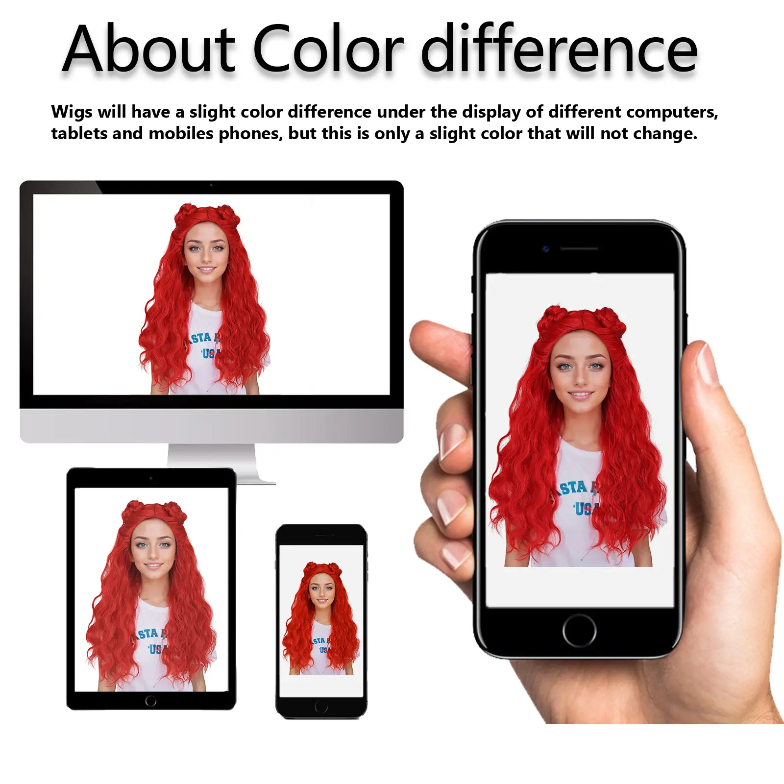 Synthetic Long Wavy Red with Braided Buns for Girls Red Costume Wig Heat Resistant Wig Halloween Cosplay Wigs