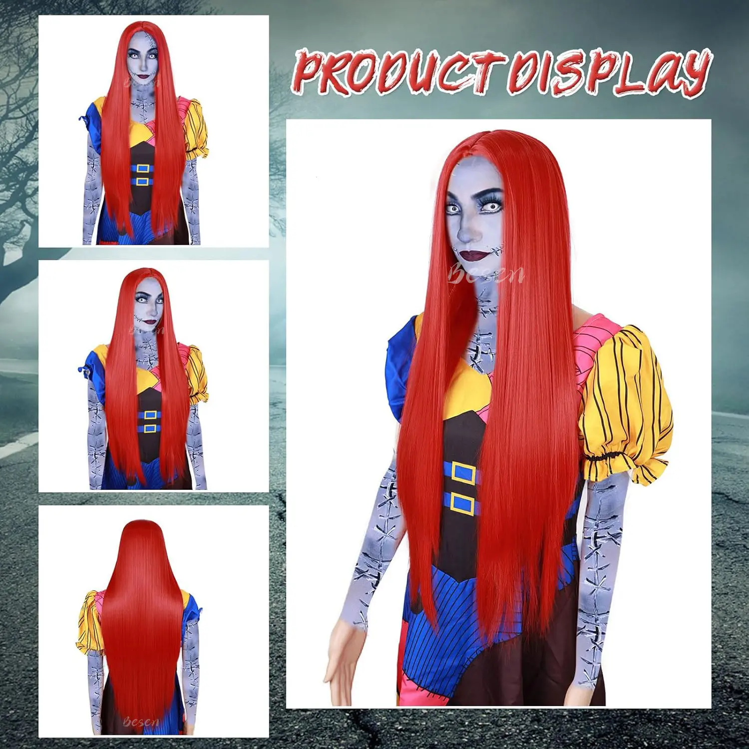 Synthetic 30inch Long Red Wigs Women's Costume Straight Middle Part Wig for Women Heat Resistant Hair for Daily Party Cosplay