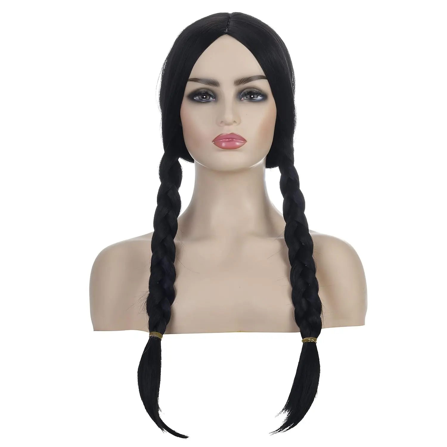 Synthetic Long Black Wig for Morticia Addams Costume Wednesday Wig Straight Wig for Women Halloween Costume Party Cosplay Wig