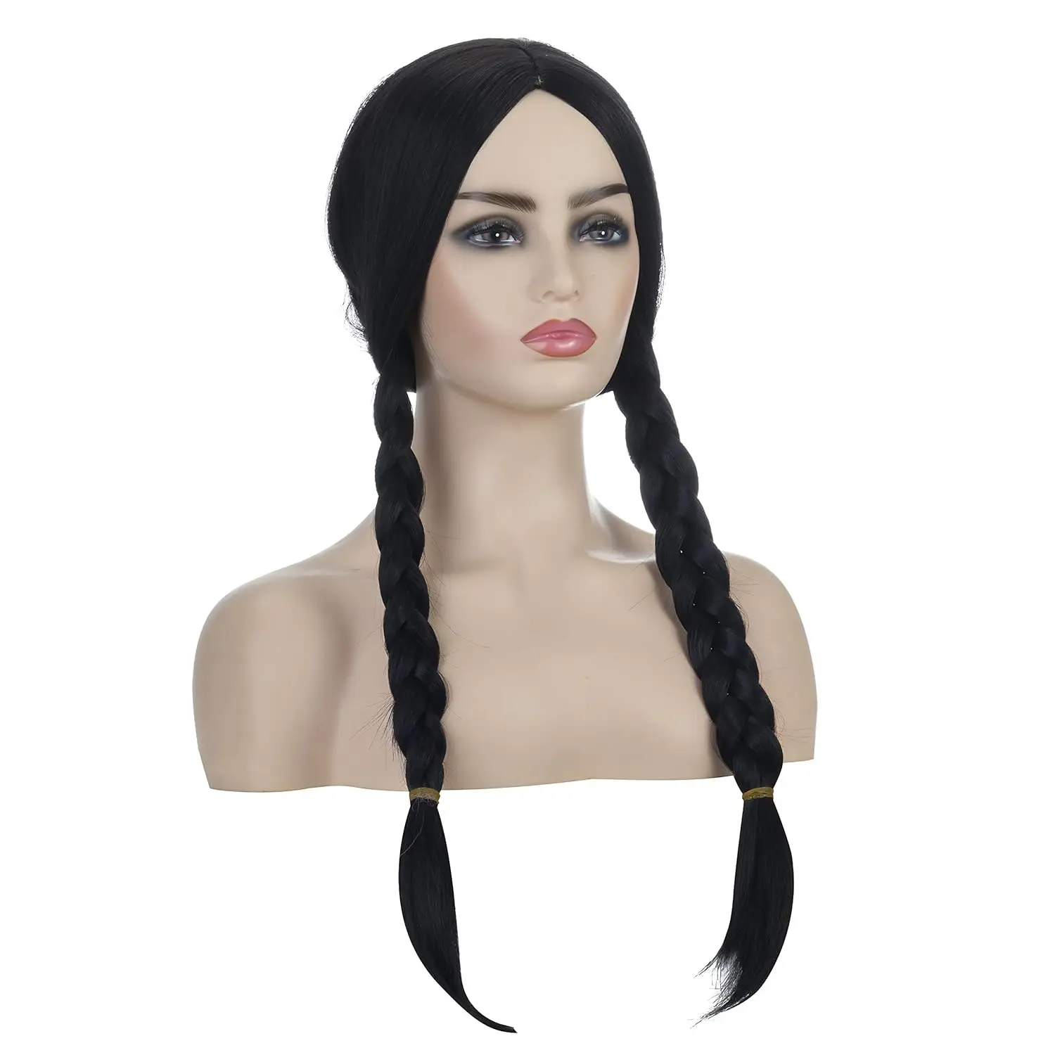 Synthetic Long Black Wig for Morticia Addams Costume Wednesday Wig Straight Wig for Women Halloween Costume Party Cosplay Wig