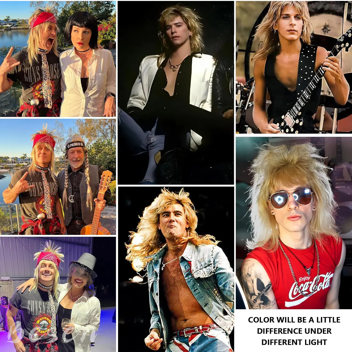 Synthetic Blonde Mullet Wigs for Men Costume 80s Funny Wigs Pop Rock Wig for 70s Mens Fancy Party Cosplay Halloween