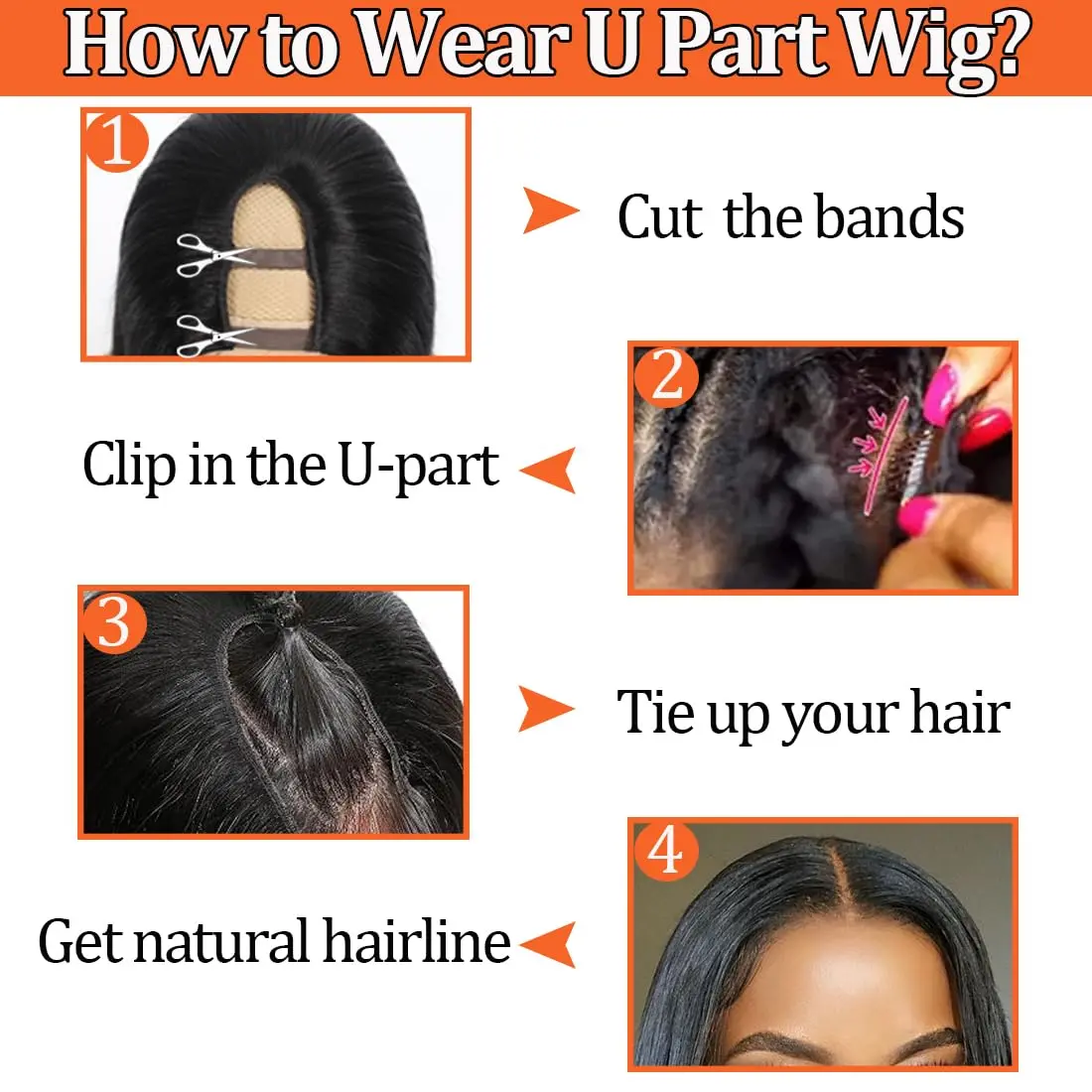 Synthetic Black Yaki Kinky Straight U Part Wig for Black Women Long Kinky Straight U Part Wig Clip In Hair Extensions for Women