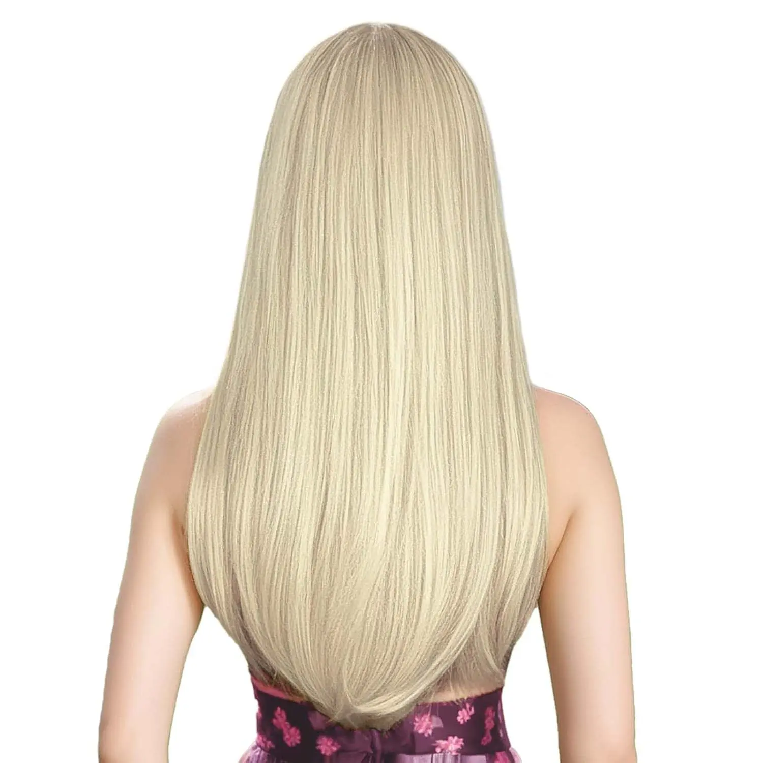 Synthetic Long Straight Wigs with Bangs Heat Resistant Women Wig for Daily Party Christmas Halloween Use 22"(Black,Brown,Blonde)