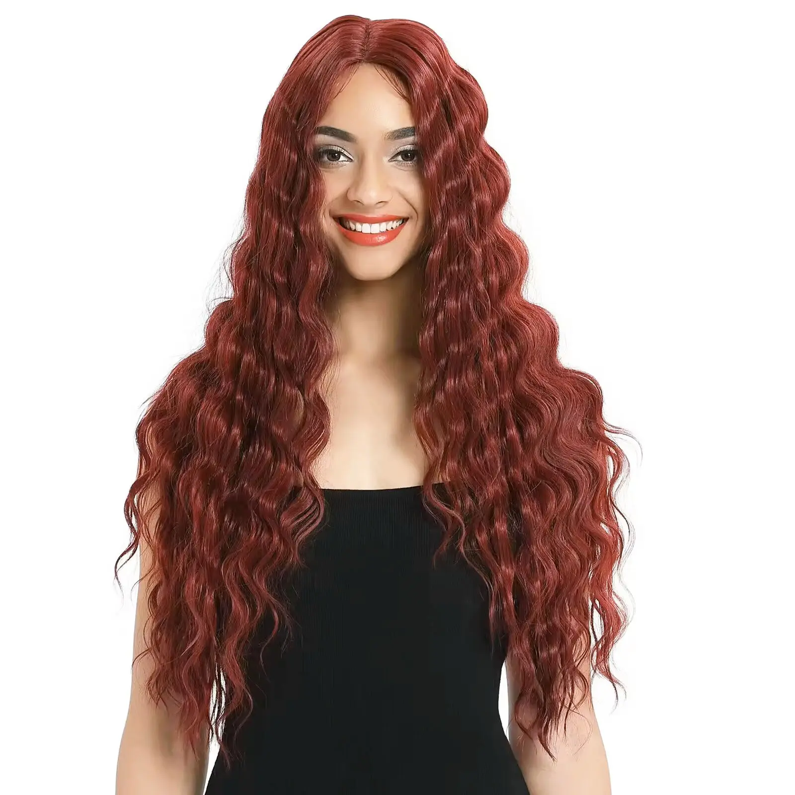 Synthetic Curly Wigs for Women Middle Part Curly Wig Long Deep Wave Wig Long Crimps Curls Wig for Daily Party Use Wig