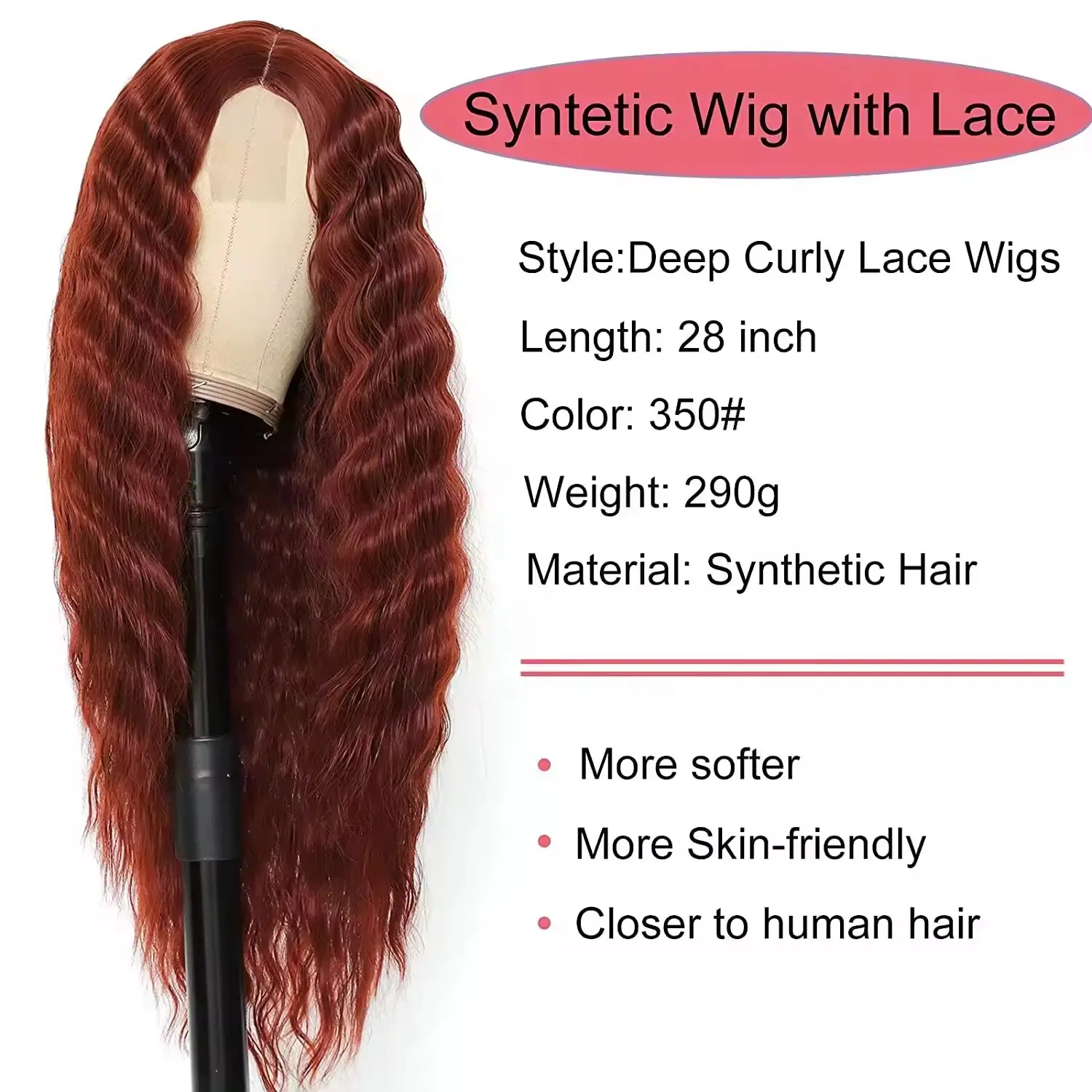 Synthetic Curly Wigs for Women Middle Part Curly Wig Long Deep Wave Wig Long Crimps Curls Wig for Daily Party Use Wig