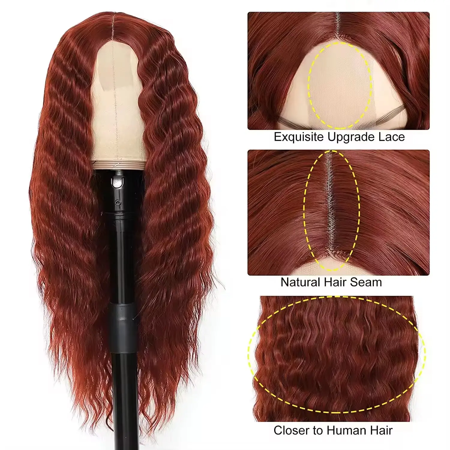 Synthetic Curly Wigs for Women Middle Part Curly Wig Long Deep Wave Wig Long Crimps Curls Wig for Daily Party Use Wig