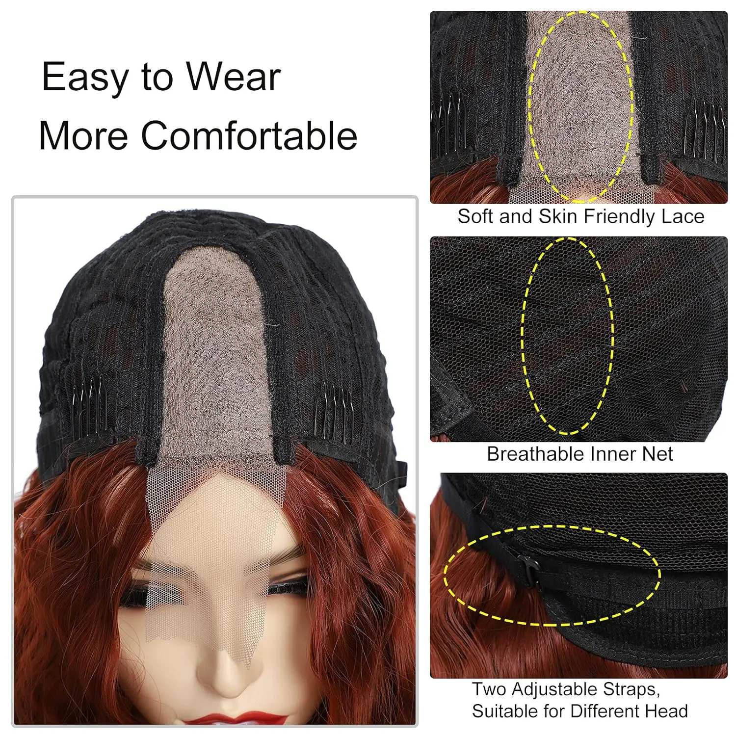 Synthetic Curly Wigs for Women Middle Part Curly Wig Long Deep Wave Wig Long Crimps Curls Wig for Daily Party Use Wig