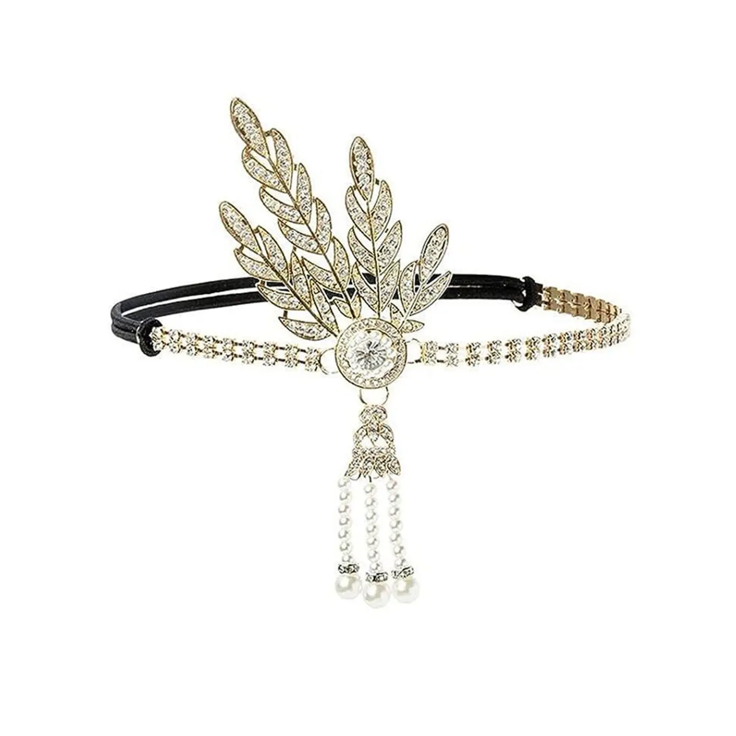 1920s Flapper Accessories Gatsby Costume Accessories Set 20s Flapper Headband Pearl Necklace Gloves Plastic Holder for Women