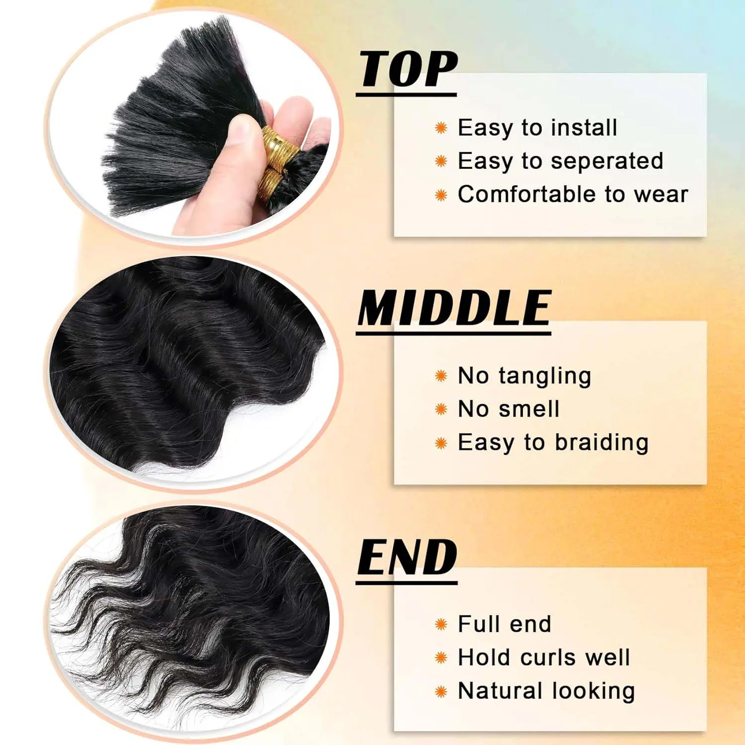 Synthetic 18 Inch 2Pcs Long Curly Braiding Hair Ocean Wave Crochet Hair for Black Women Deep Wave Braiding Hair for Boho Braids