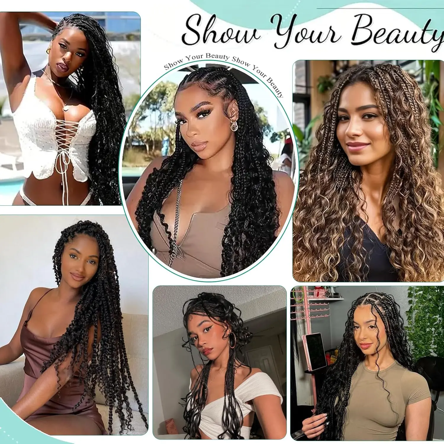 Synthetic 18 Inch 2Pcs Long Curly Braiding Hair Ocean Wave Crochet Hair for Black Women Deep Wave Braiding Hair for Boho Braids