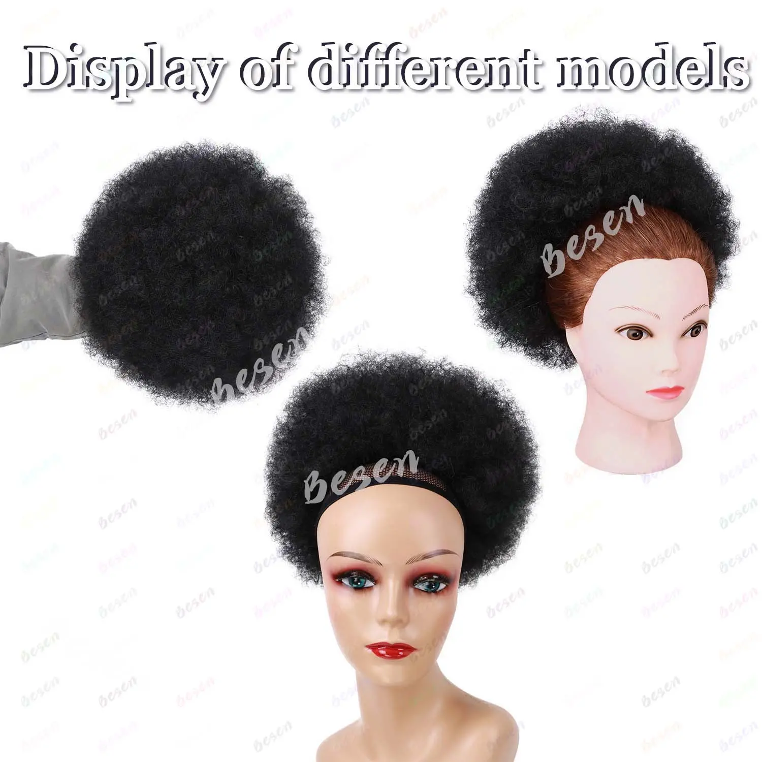 Synthetic Large Afro Puff Drawstring Ponytail Kinky Curly Hair Bun Piece with Clips in Updo Extensions for Black Women