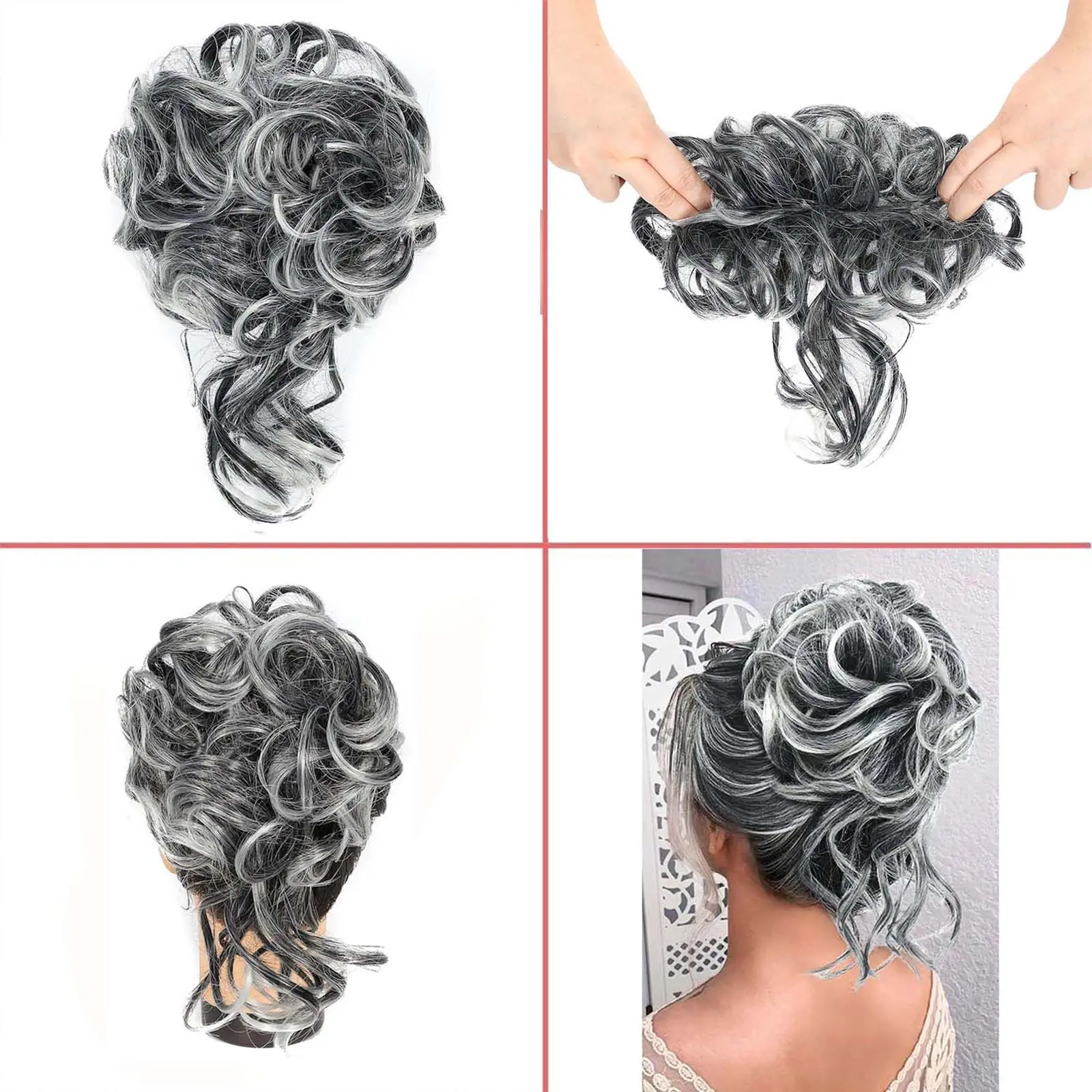 Synthetic Messy Bun Hair Piece Tousled Updo Hair Buns Extension Elastic Hair Band Hair Pieces Curly Hair Bun Scrunchie for Women