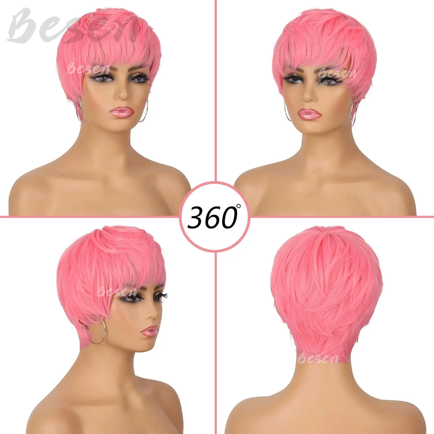 Synthetic Short Pixie Cut Wigs for Black White Women Short Layered Wigs Heat Resistant Colorful Cosplay Halloween Party Wigs