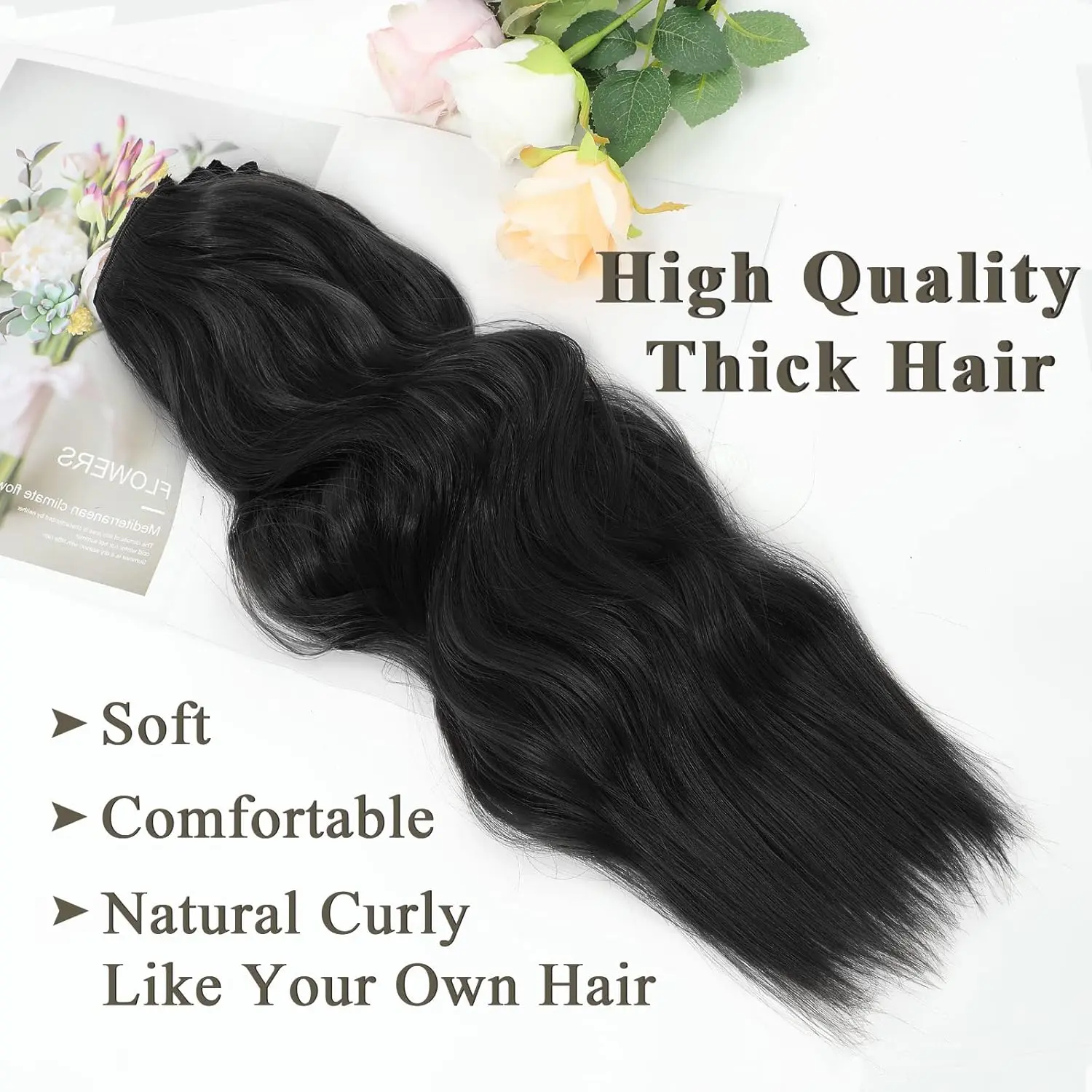 Synthetic 6Pcs Clip In Hair Extensions Thick Curly Clip In Hair Extensions Double Weft Wavy Hairpieces Full Head