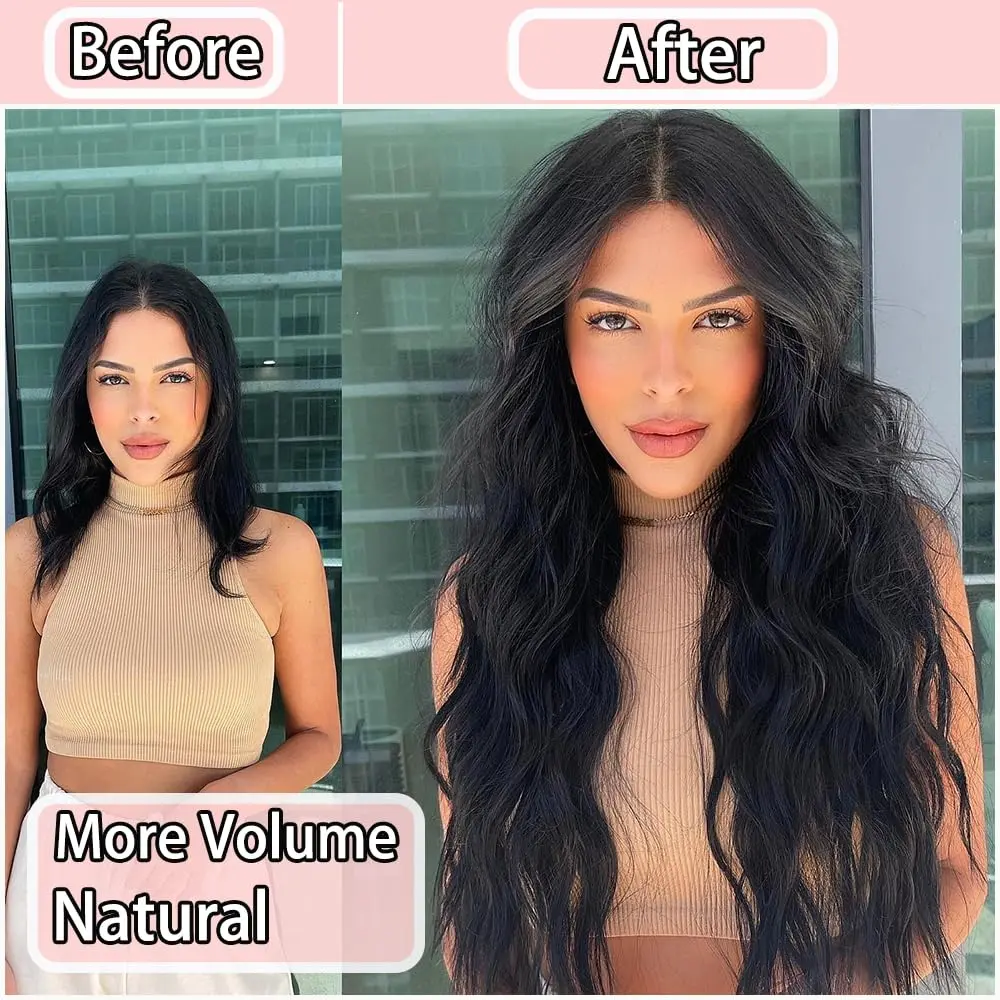 Synthetic 6Pcs Clip In Hair Extensions Thick Curly Clip In Hair Extensions Double Weft Wavy Hairpieces Full Head