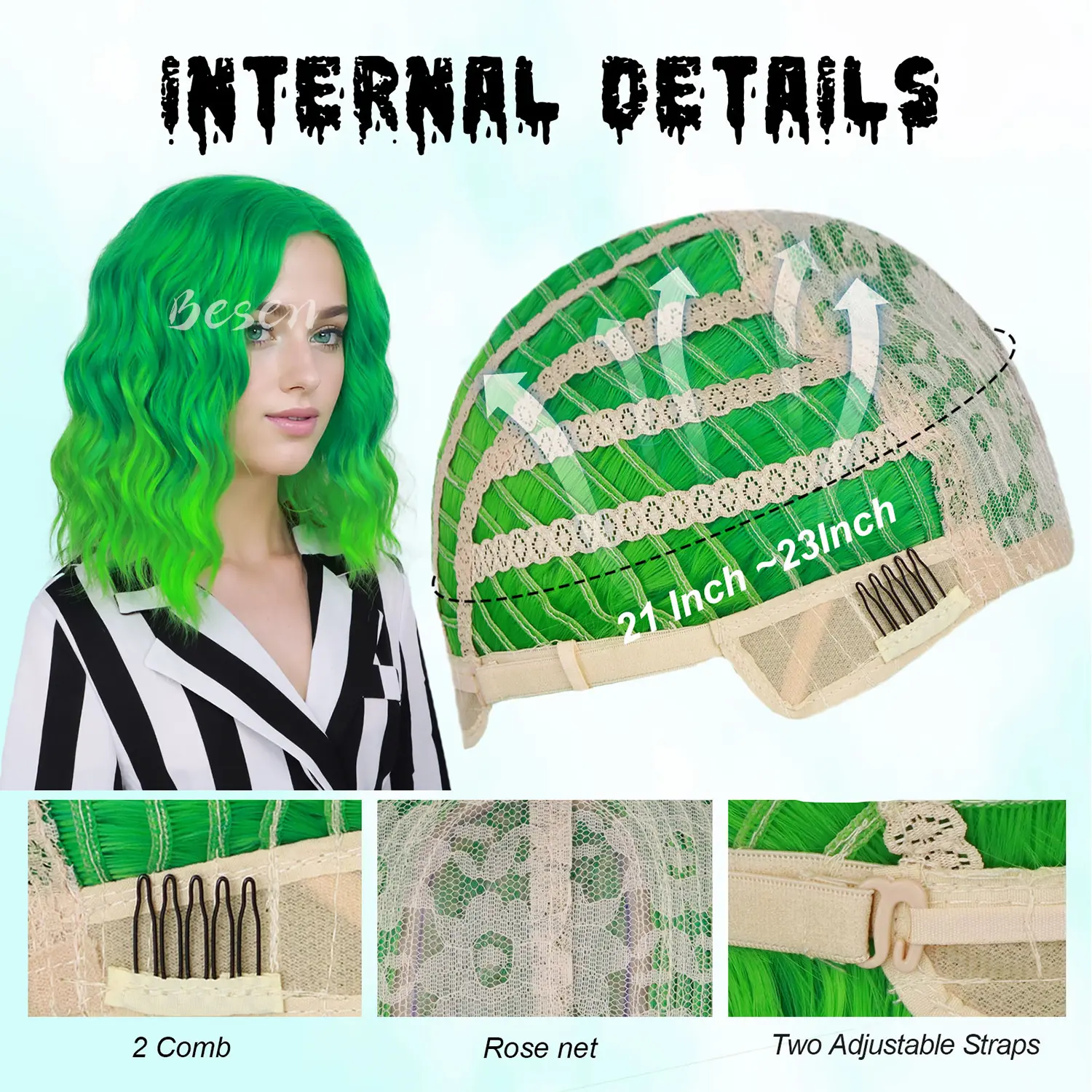 Synthetic Green Ombre Wig for Women Short Curly Wavy Green Bob Wigs Cosplay Halloween Wigs Heat Resistant Bob Party Wig