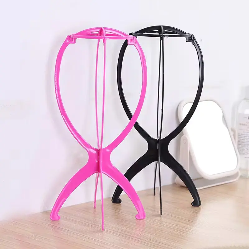 1PCS Wig Stand Portable Collapsible Wig Head Durable Plastic Wig Folding Wig Holder Wig Travel Short Hair Extensions Stands