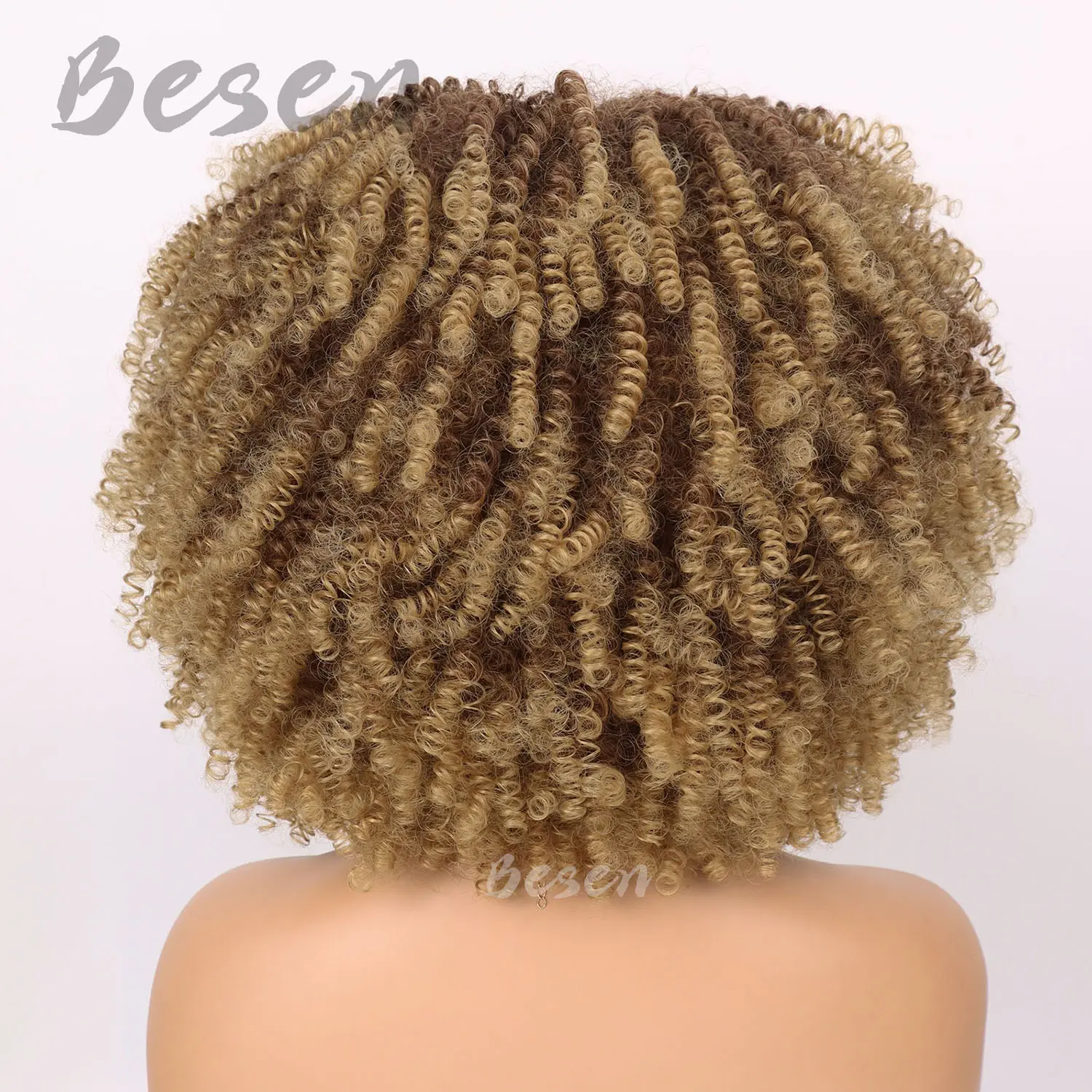 Synthetic Short Kinky Curly Wigs for Women Soft Short Afro Wig with Bangs Heat Resistant Full Afro Curly Wigs for Daily Use