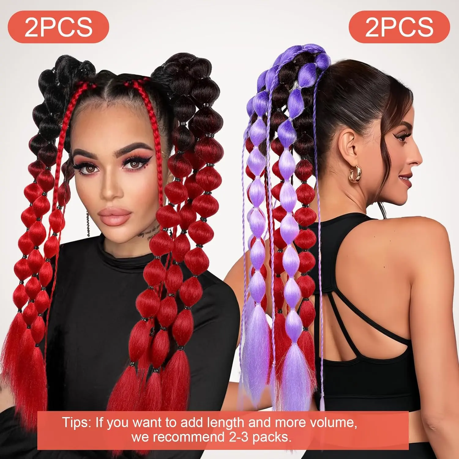 Synthetic 1Pcs Colored Hair Extensions Bubble Ponytail Extension for Girls with Hair Tie Colored Bubble Ponytail Extension