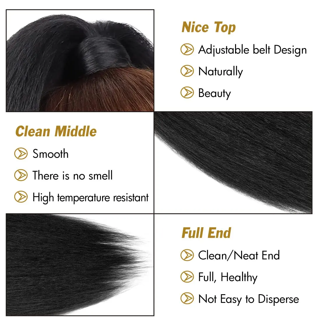 Synthetic Long Kinky Straight Ponytail Extension for Black Women Yaki Wrap Arpund Hair 24 Inch Clip in Magic Paste Pony Tail