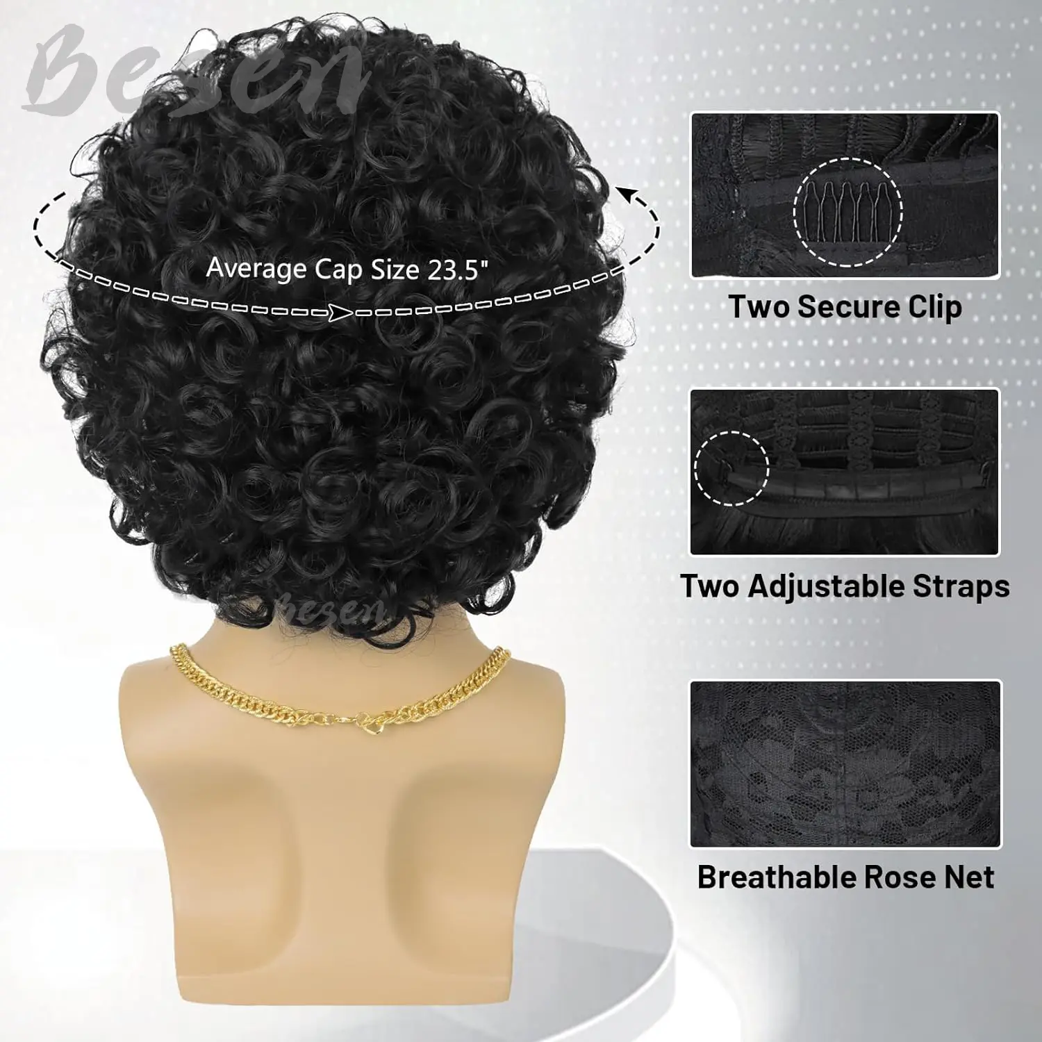 Synthetic 70s 80s Mens Disco Wig Short Afro Curly Wigs for Retro Disco Outfit Men Party Hippies Rocker Cosplay Costume Halloween