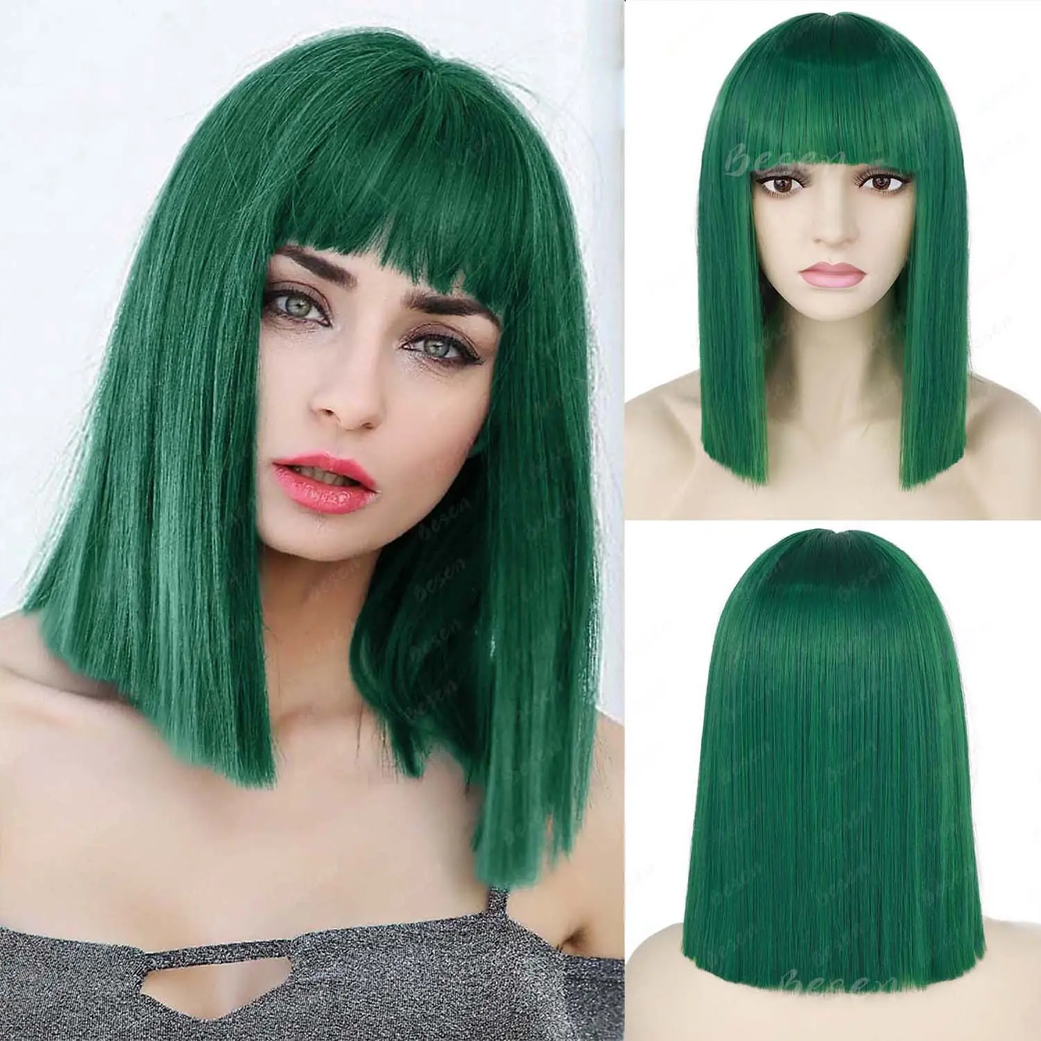 Synthetic Green Wig for Women Long Straight Wig、Short Wavy Wig、Afro Curly Wig、Short Bob Wig、Green Wigs for St Patricks Day Party