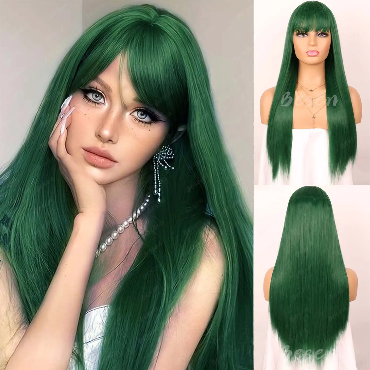 Synthetic Green Wig for Women Long Straight Wig、Short Wavy Wig、Afro Curly Wig、Short Bob Wig、Green Wigs for St Patricks Day Party