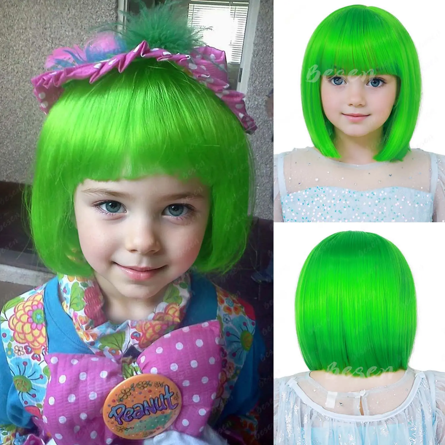Synthetic Green Wig for Women Long Straight Wig、Short Wavy Wig、Afro Curly Wig、Short Bob Wig、Green Wigs for St Patricks Day Party