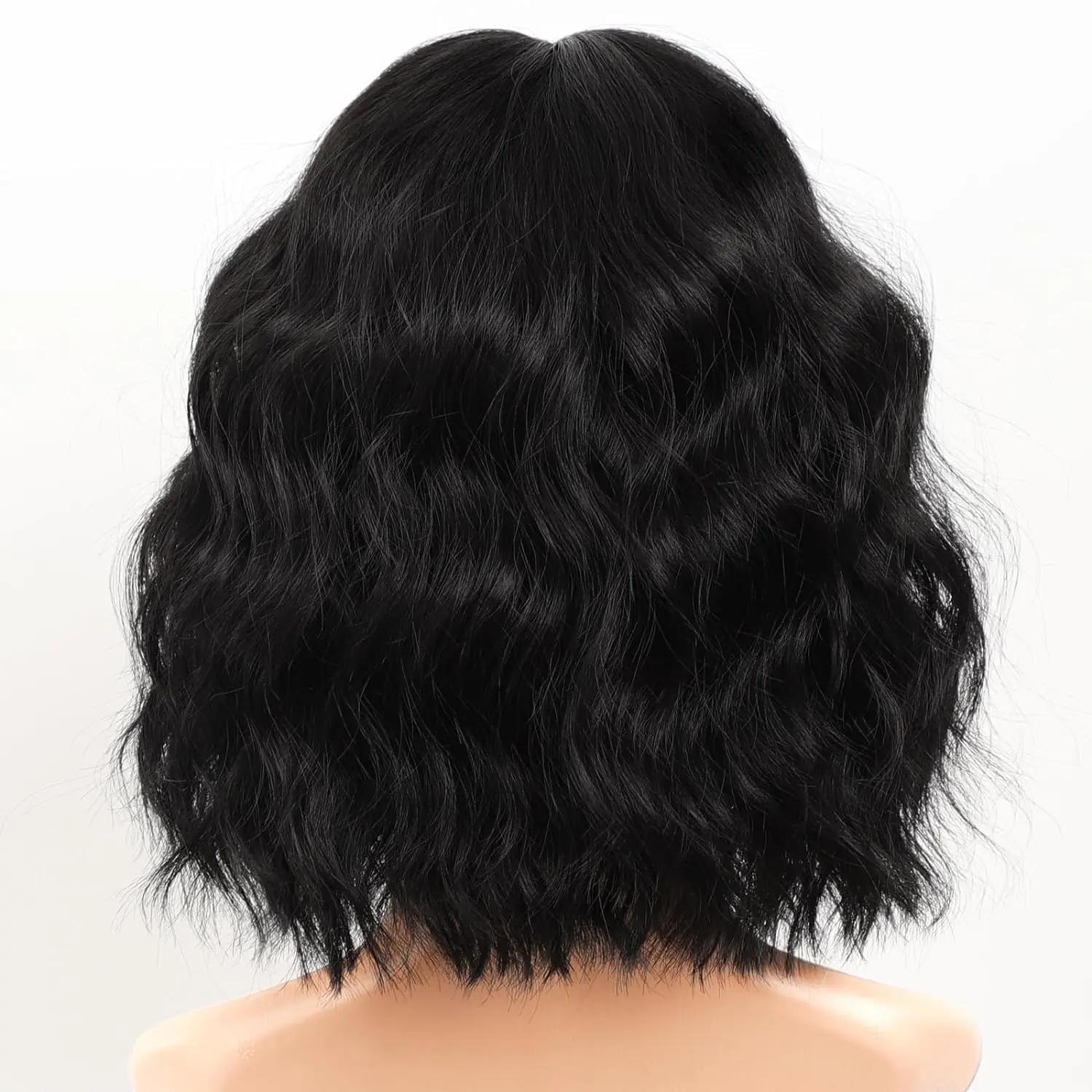 Synthetic Short Wavy Wig with Bangs Bob Short Charming Curly Wavy Wig Women Heat Resistant Fiber Hair for Women Girls