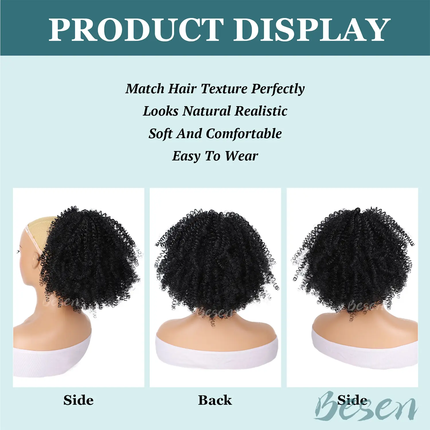 Synthetic Afro Puff Kinky Curly Drawstring Ponytail Extension for Black Women Short Afro Bun Updo Hair Extension Hairpieces