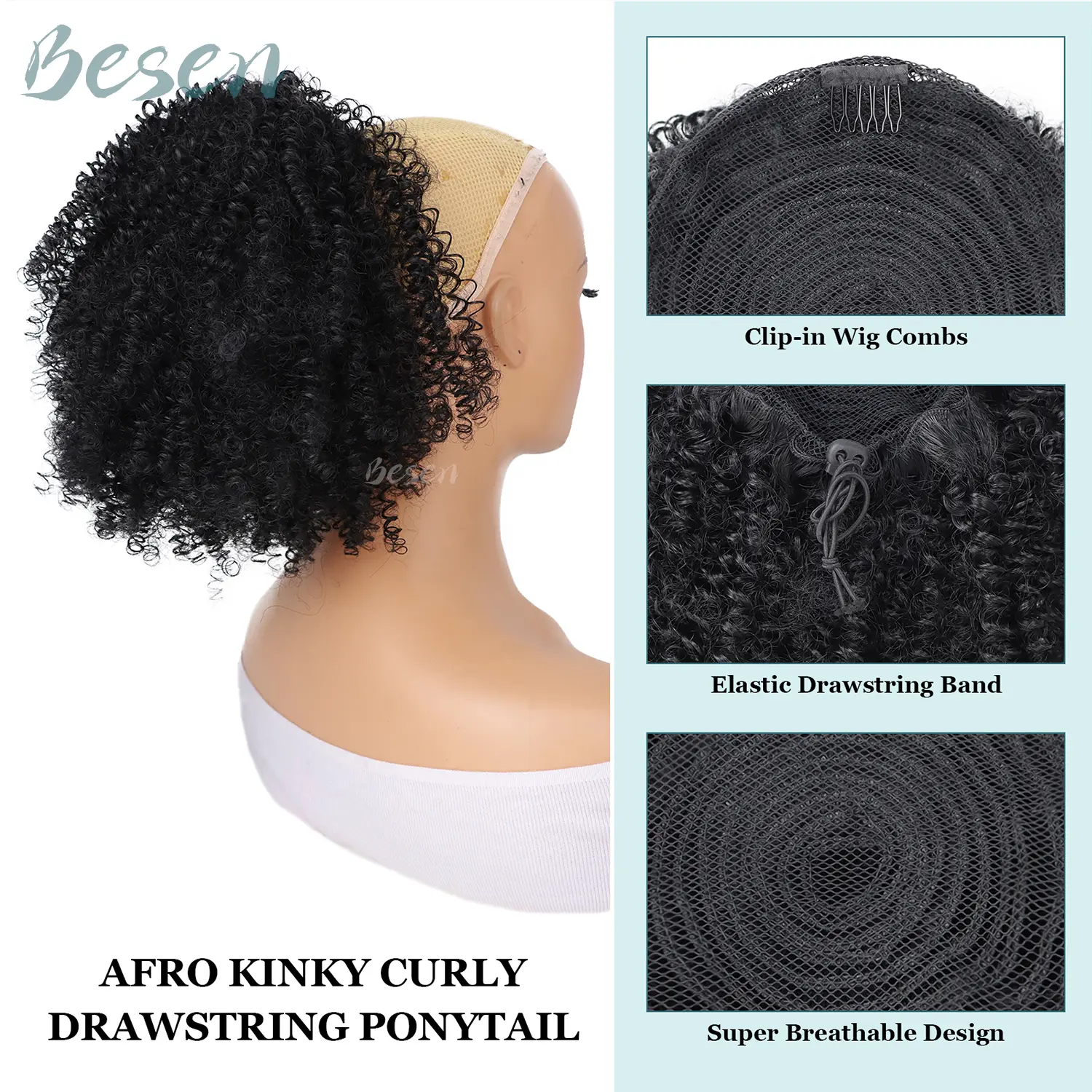 Synthetic Afro Puff Kinky Curly Drawstring Ponytail Extension for Black Women Short Afro Bun Updo Hair Extension Hairpieces