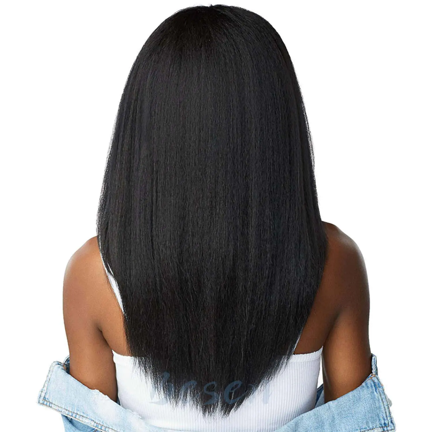Synthetic Yaki Kinky Straight Wig for Black Women 20 Inch Hair Natural Hairline Wig Kinky Curly Hair Wigs Soft Fluffy