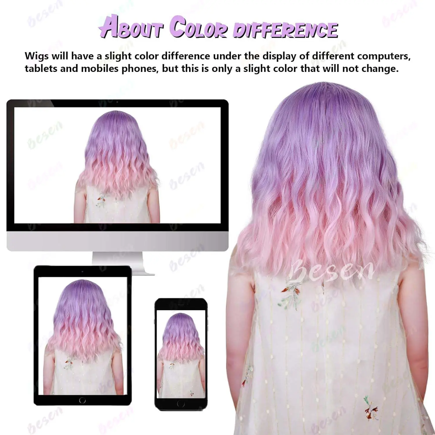 Synthetic Purple Wig Kids Child Wig Short Curly Wave Wig Lavender Purple Wig for Kids Light Purple Pink Wig Hair Girls Wig