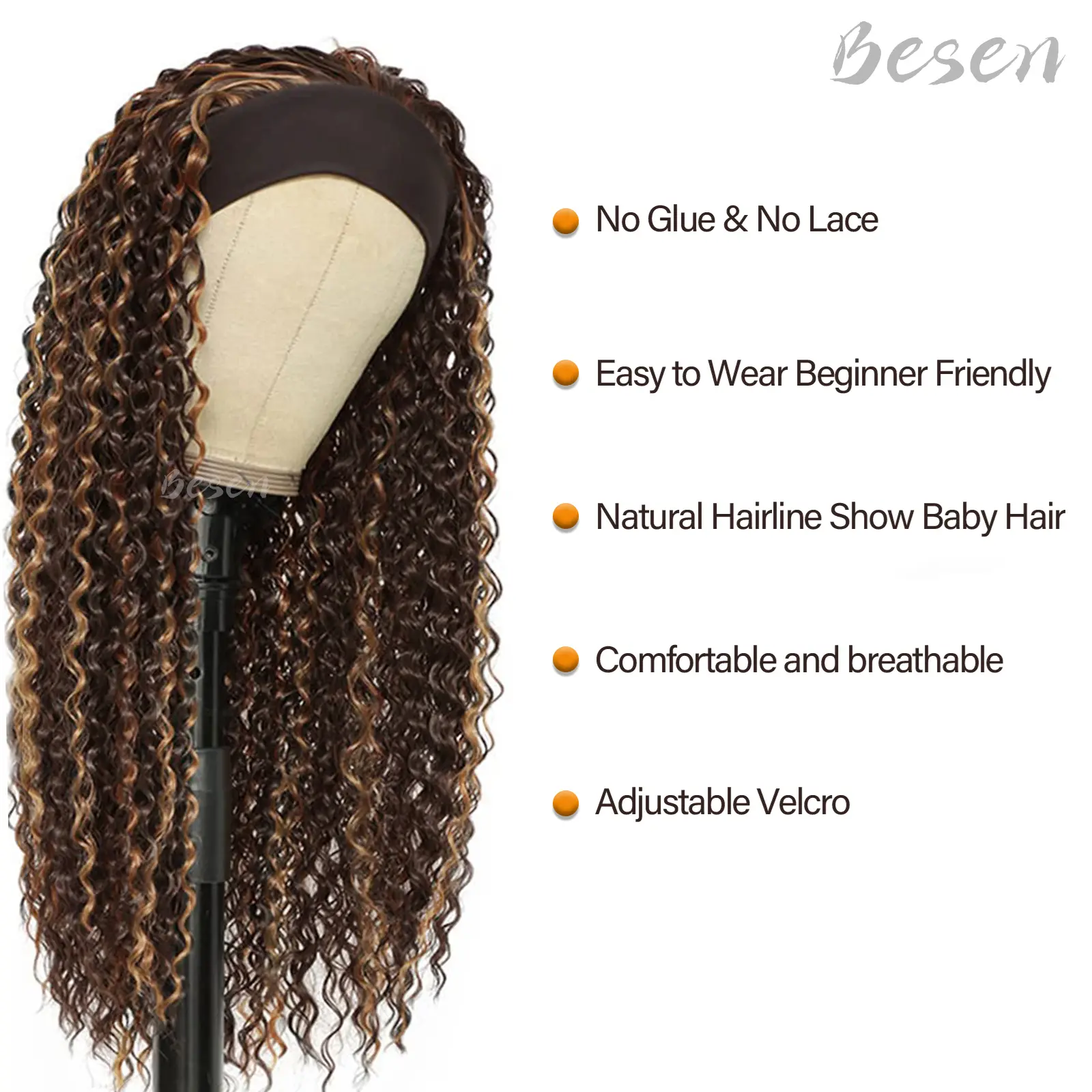 Synthetic Long Curly Headband Wigs for Black Women Long Water Wave Headband Wigs for Girls Wet and Wavy Half Wig for Daily Wear