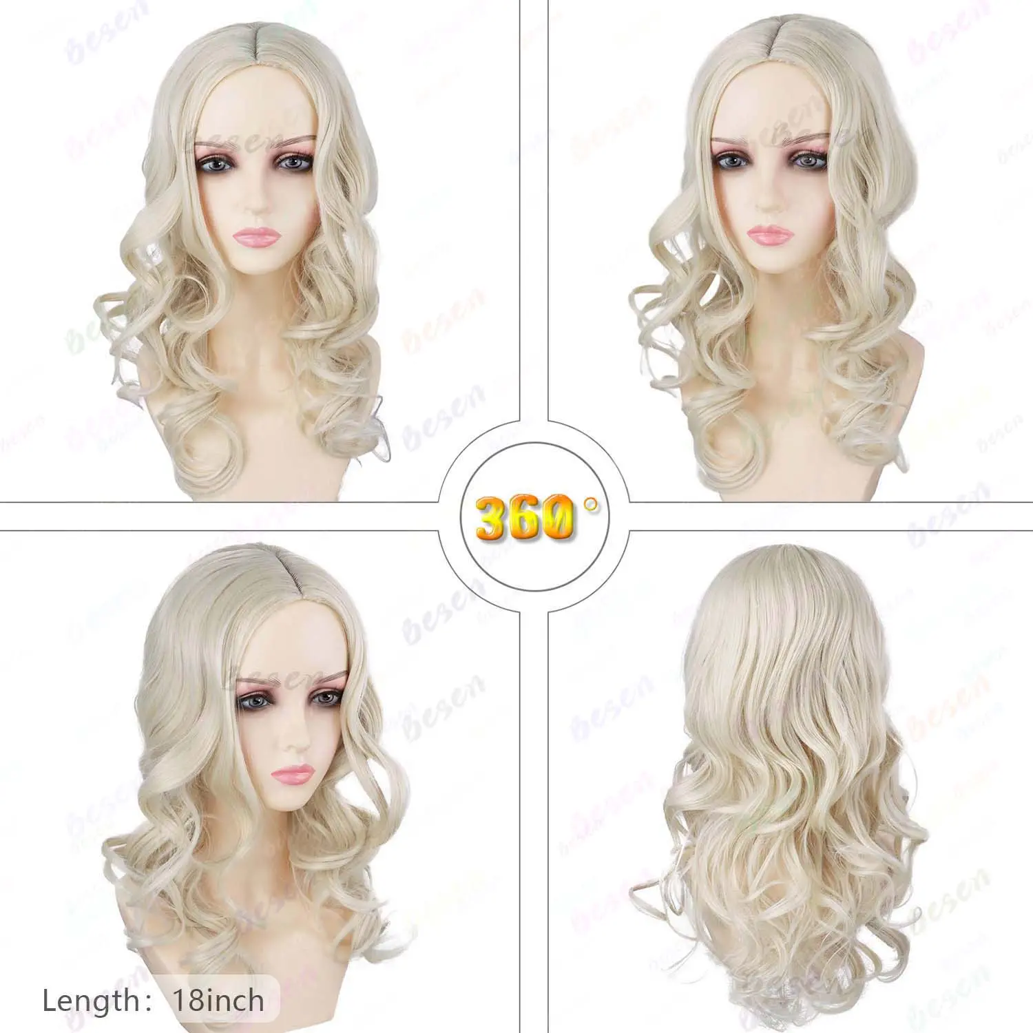 ﻿  Synthetic Platinum Blonde Queen Princess Wig Kids Long Curly Platinum Blonde Child Halloween Costume Cosplay Wig