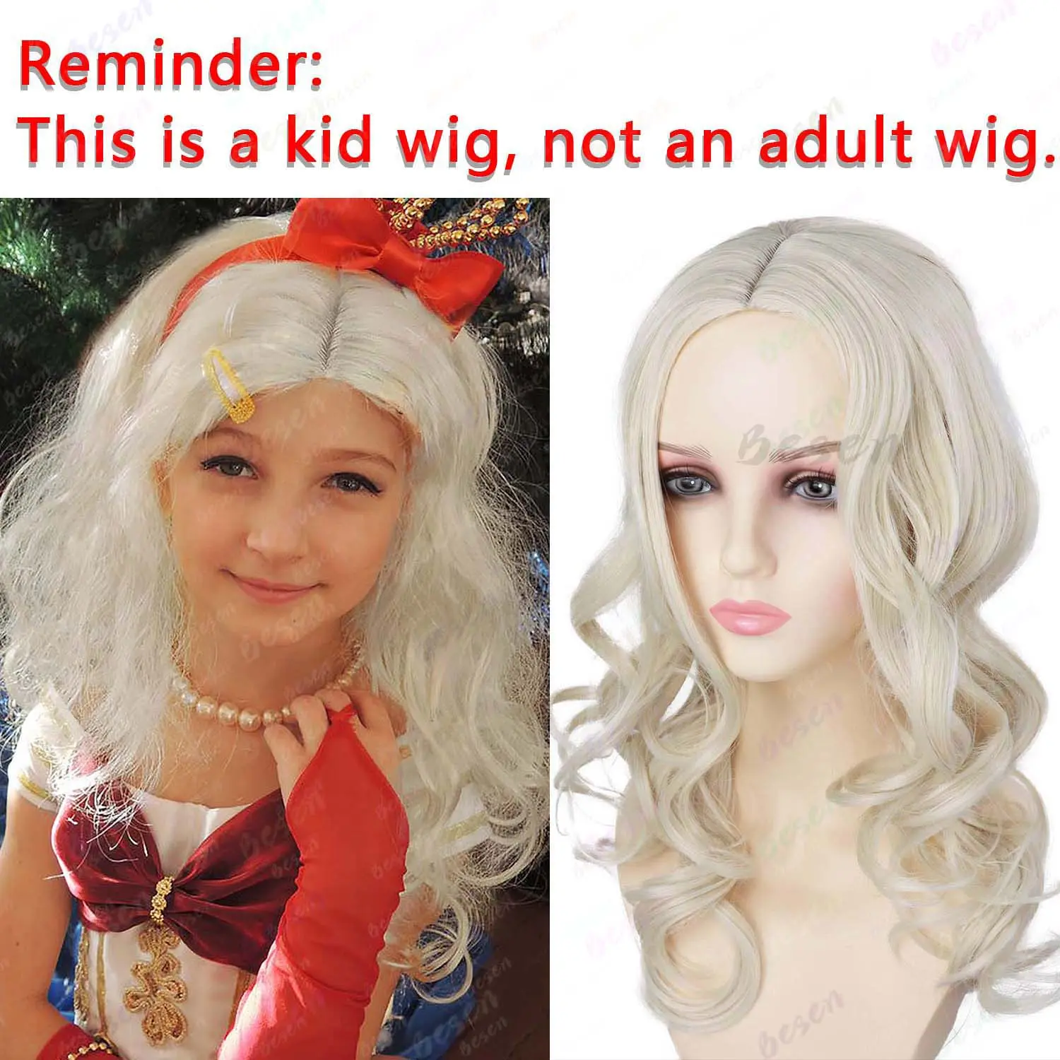 ﻿  Synthetic Platinum Blonde Queen Princess Wig Kids Long Curly Platinum Blonde Child Halloween Costume Cosplay Wig