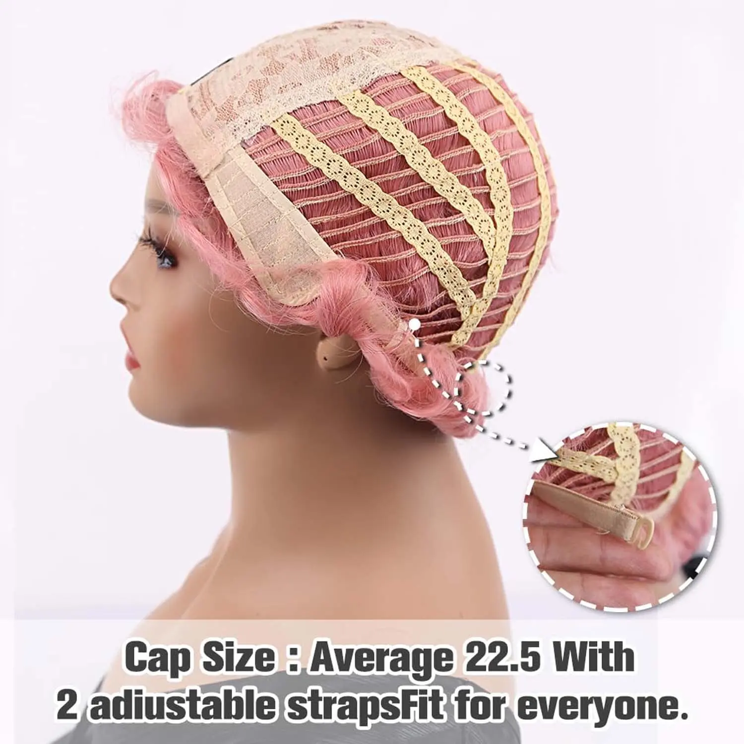 Synthetic Short Pink Wigs for Black Women Finger Wave Wig Pixie Cut Curly Wig for Women Short Wavy Hair Wigs, Multi-colored Wig