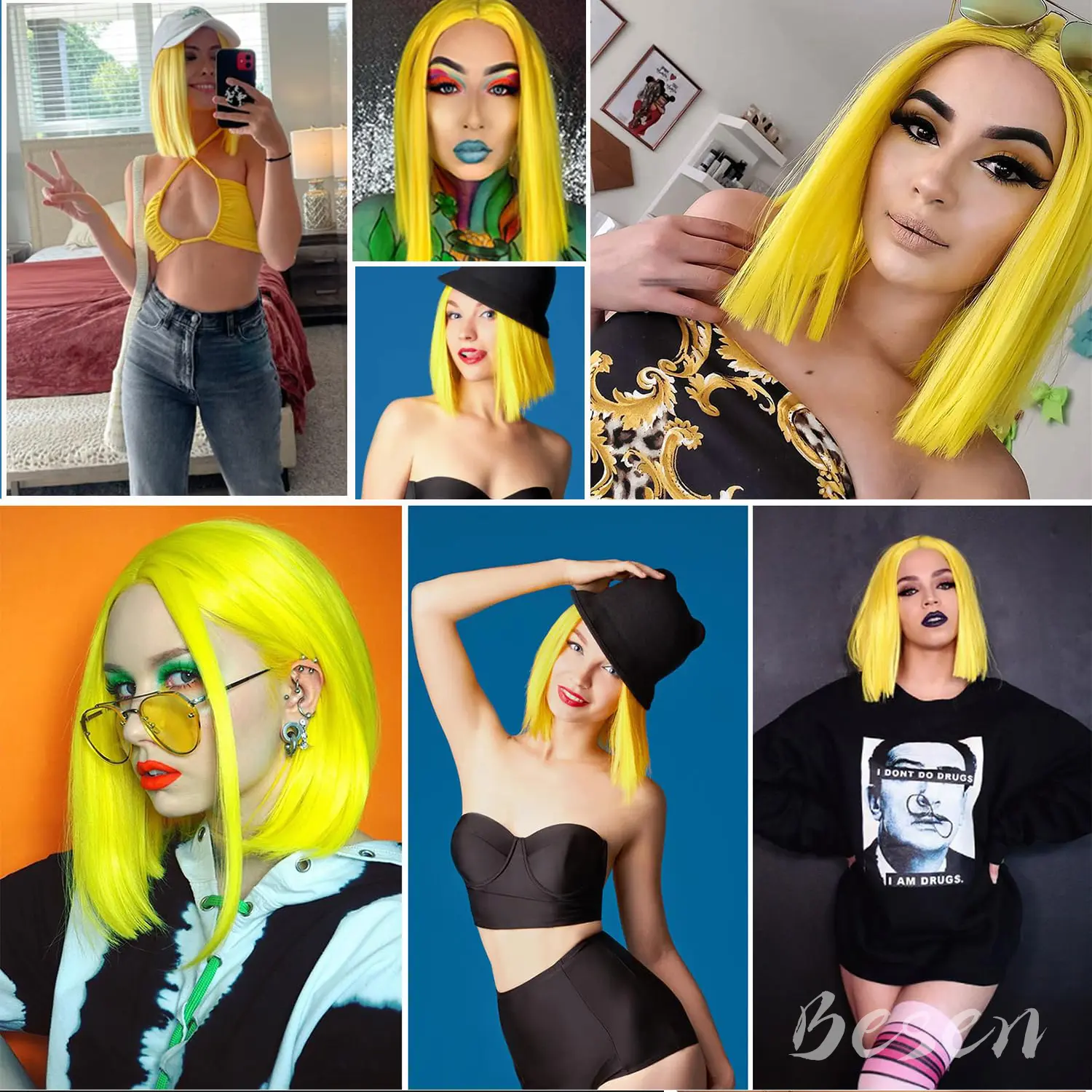Synthetic Bob Wig 12inch Short Bob Stright Hair Wig Heat Resistant Middle Parting Colorful Wigs for Party Custume Cosplay Use