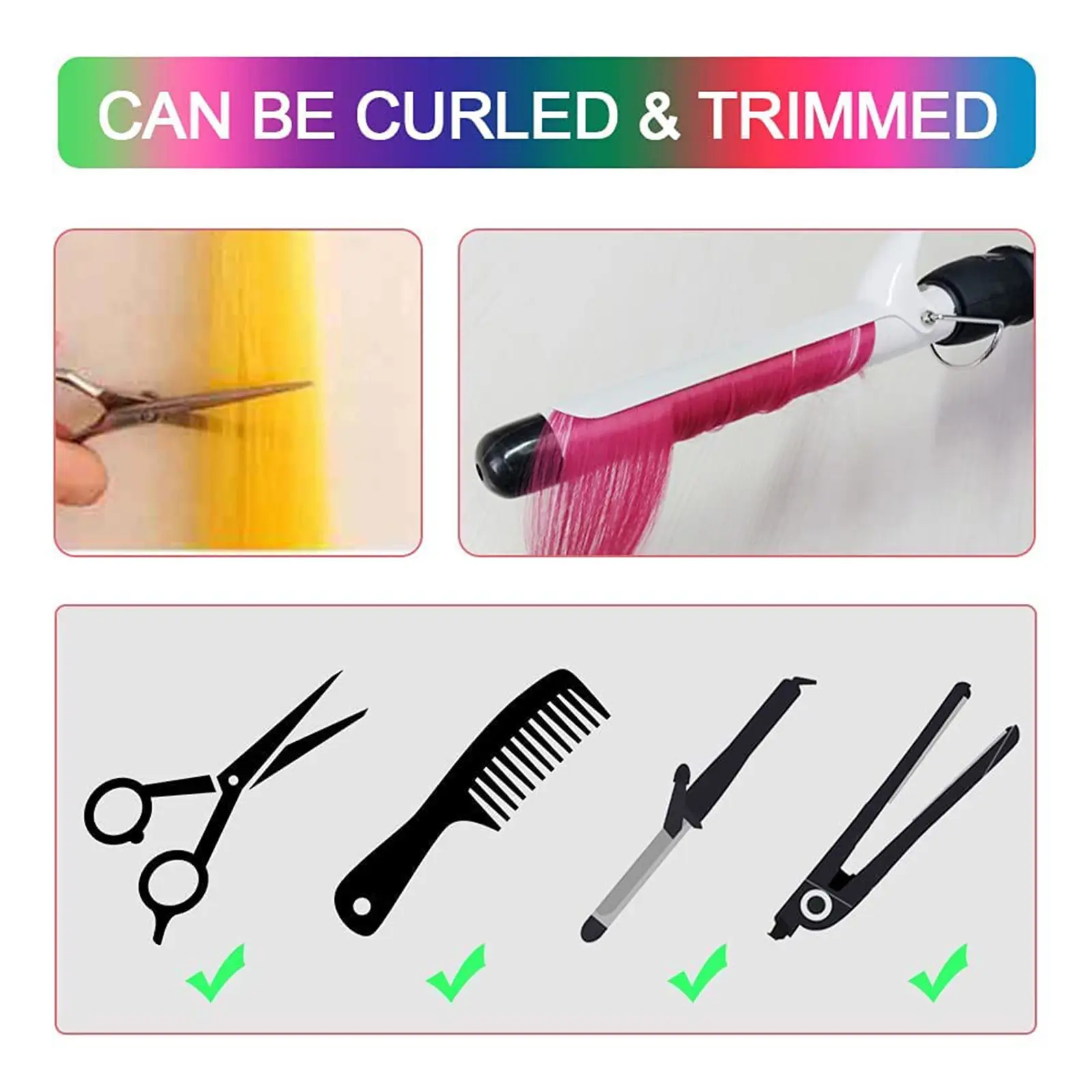 Synthetic 10Pcs Colored Party Highlights Clip in Hair Extensions for Girls Multi-colors Straight Hair  Hairpieces for Daily Use