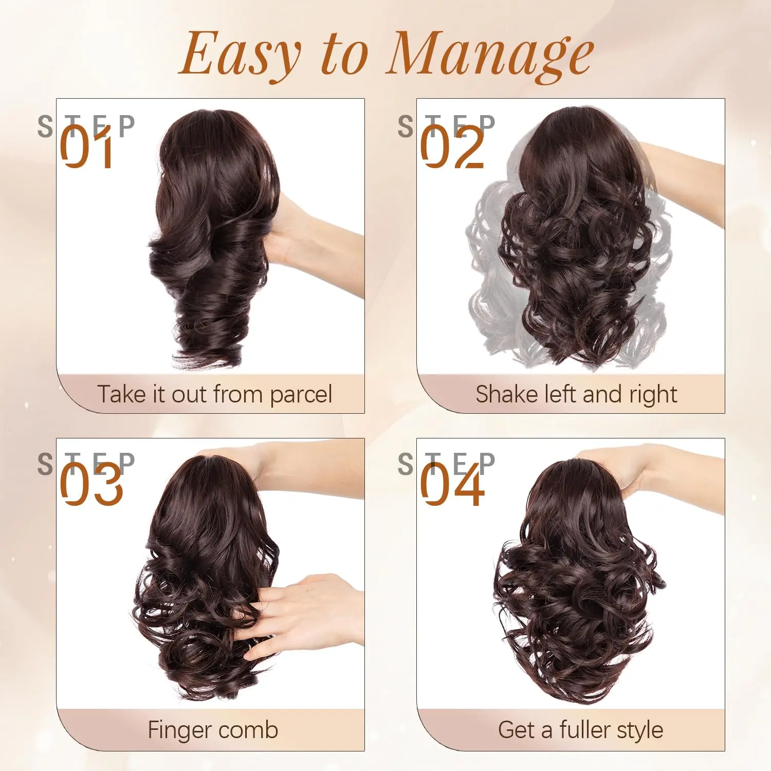 Synthetic Short Ponytail Extension Claw Clip in Hair Extensions for Women Curly Wavy Ponytails Updo Hair Pieces for Kids Girls